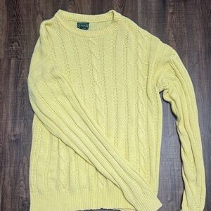 Izod Men's Yellow Cable Knit Crewneck Sweater